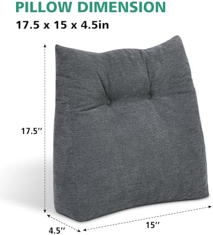 Shinnwa Lumbar Support Pillow for Office Chair, Memory Foam Back Support Pillow for Back Pain Relief, Car, Chair and Couch, 17.5x15x4.5in, Charcoal - Image 3