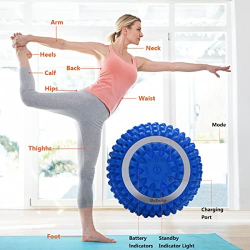 Vibrating Massage Ball 4-Speed High-Intensity Fitness Yoga Massage Roller, Relieving Muscle Tension Pain & Pressure Massaging Balls (Blue) - Image 3