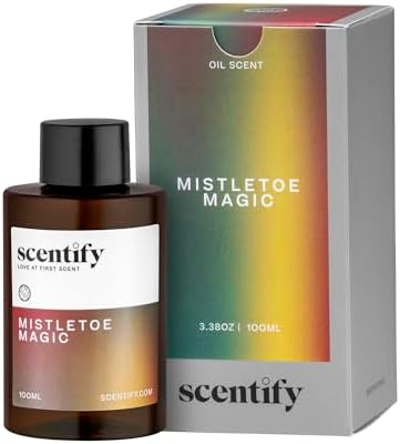 Scentify Holiday Mistletoe Magic Aroma Oil Christmas Refill Scent for Oil Diffusers - Pine, Oak, Moss, Clove, Cedar - Luxurious Relaxing Aromatherapy Fragrance 100ml, 3.38oz by Scentify