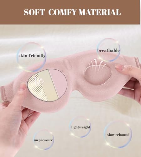 Sleep Mask for Women Men Comfortable Blockout Soft 3D Padded Eye Mask for Sleeping Side Sleeper Friendly Black - Image 5
