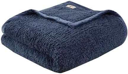 Woolrich Burlington Berber Blanket Super Soft, Cozy Lightweight Cover with Luxurious Velvet Binding, Modern Trendy All Season Bedspread Bedding-Set, King: 108x90, Navy by Unknown