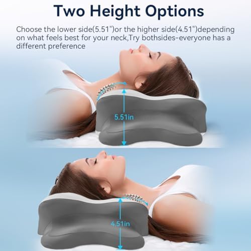 Sleep Apnea Pillow with Neck Pain & Snoring Relief -Orthopedic Cervical Pillow,Ergonomic Contour Memory Foam Pillow for Side, Back,Stomach,Dreamers,Medium Firm (Greywhite, Queen Size) - Image 2