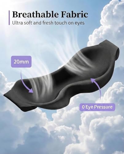 Eye Masks for Sleep Light Blocking: Lightweight 3D Contoured Sleep Mask for Men - Zero Pressure Blindfold Airplane Travel Essentials - Perfect for Night Shift Meditation College Dorm (Black) - Image 6