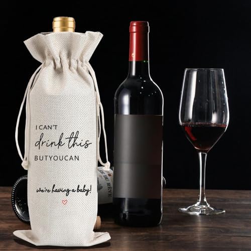 1Pcs Pregnancy Announcement Wine Bag New Mom Dad Pregnancy Announcement for Grandparents Parents Aunt friends with 1Pcs Kraft Blessing Cards and natural jute rope - Image 4