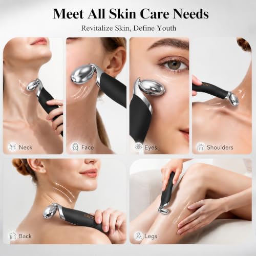 Ice Roller for Face & Eyes, Cooling Facial Roller with Blackhead Remover & 2 Silicone Brushes, Stainless Steel Face Roller for Puffiness, Pores & Deep Cleansing(Black) - Image 5