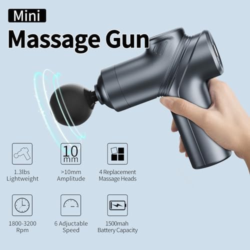 LEERCON Massage Gun Deep Tissue Mini Muscle Massager for Pain Relief, Blue - Image 5