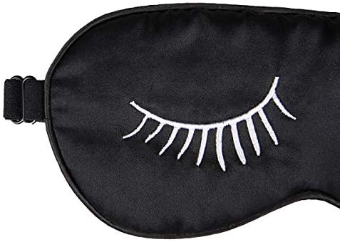 100% Mulberry Silk Sleep Mask Blackout, Cute Natural Sleeping Mask with Adjustable Elastic Strap, Satin Eye Cover for Men Women Adults (White Eyelashes) - Image 2