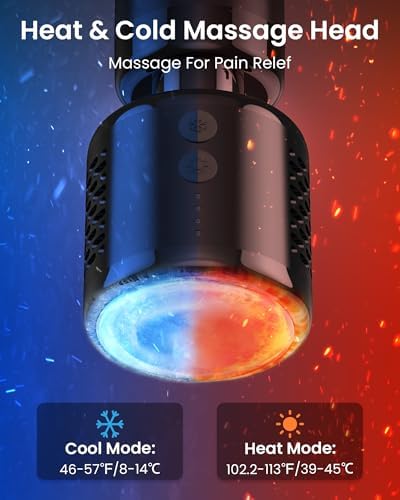 NAPRE Massage Gun with Heat and Cold,Massage Gun Deep Tissue with Extension Handle & 3 Adjustable Angles,Handheld Percussion Back Massager for Muscle/Neck/Body Pain Relief,6 Heads,with Case - Image 3