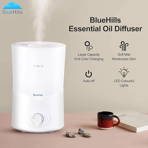 BlueHills 1000 ML Essential Oil Diffuser Premium Humidifier Large 1L White - Image 6