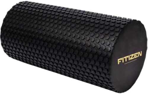 Foam Roller for Muscle Massage, Stiff Back Pain Relief, Physical Therapy, Deep Tissue, Exercise Equipment for Home Gym, Stress, Yoga, Pilates for the Fit Citizen (Black, Small 12 x 6 Inches) by FITIZEN