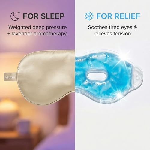 ASUTRA Silk Eye Pillow for Sleep, Champagne - Filled w/Lavender (One Size) - Image 5