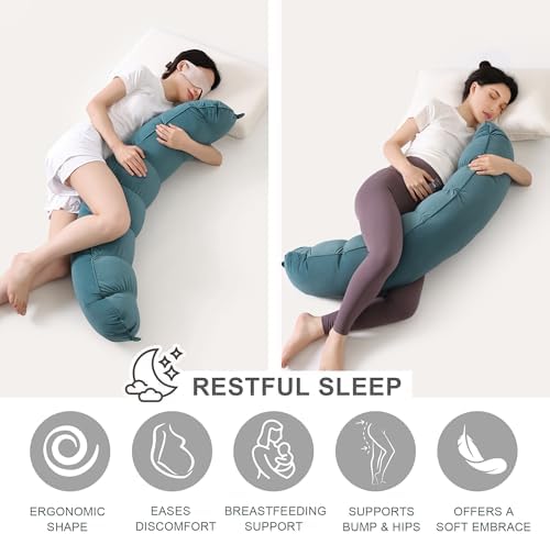 Peallow(Pat. Pend) – Long Round Body Pillow for Adults, Bolster Pillow for Sleeping, Soft and Supportive Pillow for Sleeping & Lumbar Support (Slate Blue,47") - Image 5