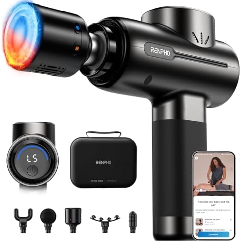 RENPHO Active+ Thermacool Massage Gun, Heat and Cold, App, Video Tutorials by RENPHO