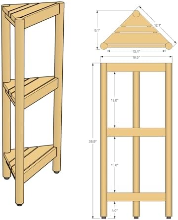 Asta Select Solid Teak Free Standing Corner Shelf, 3-Tier Bathroom Corner Stand, Corner Rack for Bathroom, Kitchen, Living Room, Bedroom, Fully Assembled, ST-80 - Image 3
