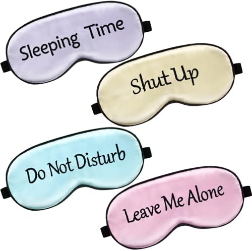 4 Pack Funny Eye Mask for Sleeping Blackout, Purple, Yellow, Blue, Pink by Geyoga
