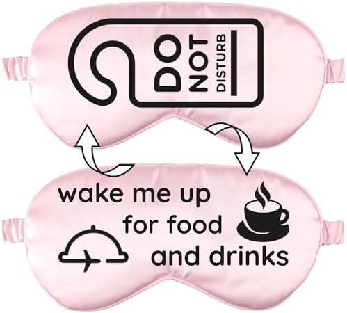 VITYA Pink Do Not Disturb/Wake Me Up Double-Sided Silk Sleep Mask for Women/Men | Sleep Mask Light Blocking | Soft Breathable Sleep Eye Mask for Traveling on Airplane | Eye Mask with Elastic Strap by Unknown