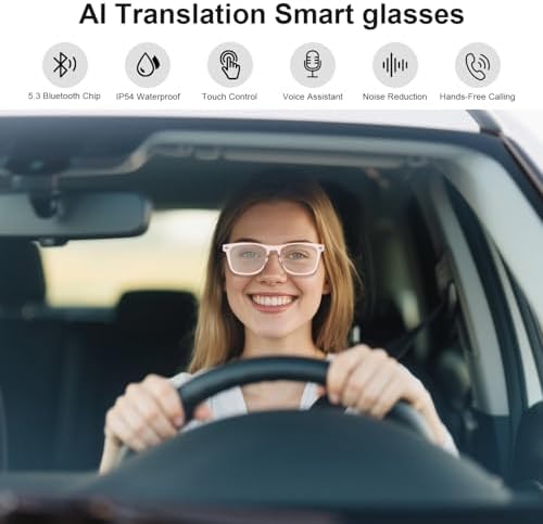 AI Smart Glasses Powered By GPT, Support 165+ Languages Real-Time Translation, Speakers & Audio Call Translator, AI Object Recognition, Noise Reduction, Smart Bluetooth Glasses for Men & Women(Black) - Image 2
