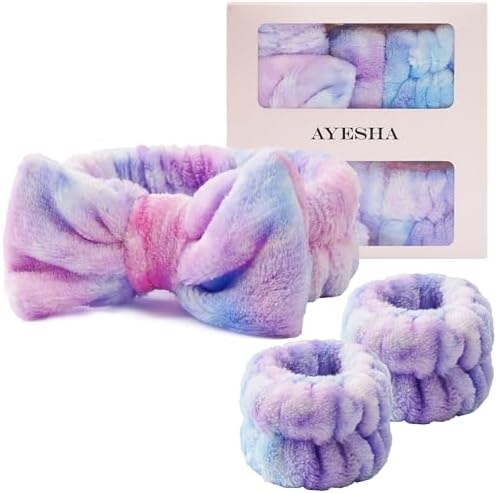 Ayesha Spa Headband and Wristband Set for Washing Face Skincare Makeup by AYESHA
