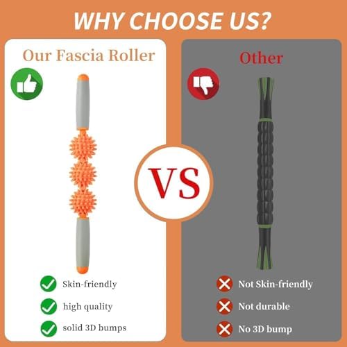 Cellulite Massager, Fascia Blaster for Cellulite, Muscle Roller Stick Lymphatic Drainage Massager for Relif Body Sorness, Trigger Points, Sports Legs, Back Recovery, Yellow Orange - Image 5