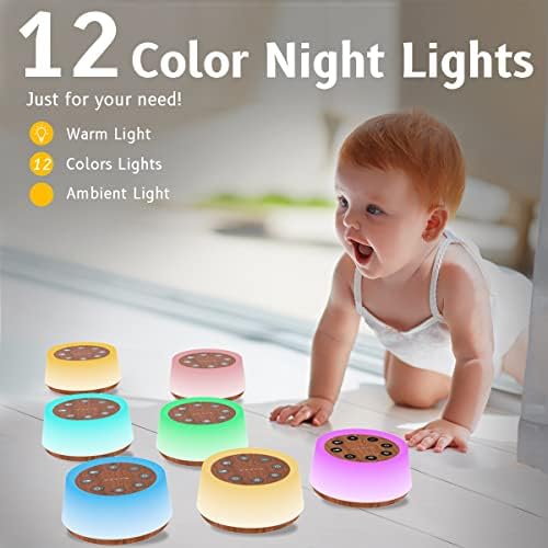 ColorsNoise Sleep Sound Machine White Noise Machine for Sleeping with 30 Sleep Music 5 Timers 12 Colors Baby Night Light with Memory Function for Baby Kid Adult(T-Wood) - Image 2