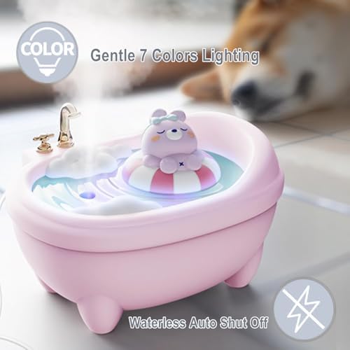 Small Mini Humidifier,Top Fill 340ml Portable Desktop Humidifier Diffuser with Cool Mist,20db Quiet,Easy Clean,7 LED Light, Auto Shut off,for Travel,Plants,Home,Office,Nursery, Women (Pink) - Image 4