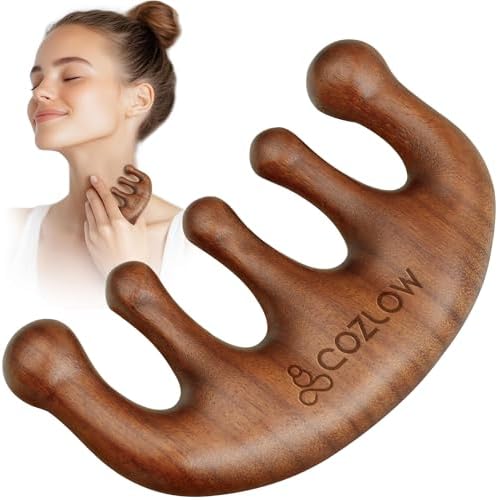 Cozlow Head Scalp Comb - Premium Wooden Massage Comb for Neck & Shoulder - Natural Sandalwood Massager for Soft & Smooth Hair - Wood Therapy Massage Tool for Stress Relief & Muscle Relaxation by Cozlow