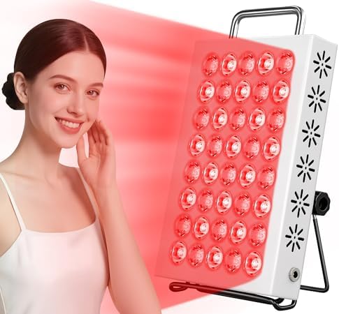 AearKing Red Light Therapy for Face and Body, 660nm & 850nm Near Infrared Red Light Therapy Panel with Adjustable Stand, Portable Dual Chip LED Red Light Therapy Lamp with Timer & 5 Brightness Levels by AearKing