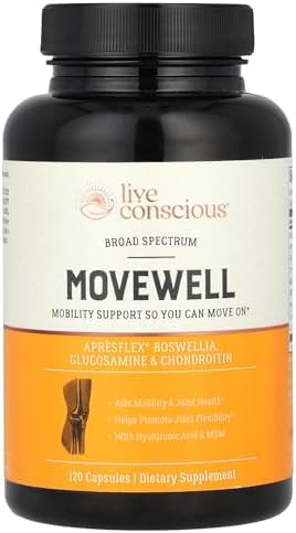 Live Conscious Glucosamine Chondroitin with MSM, Hyaluronic Acid, and More - MoveWell Joint Health Supplement by LiveConscious