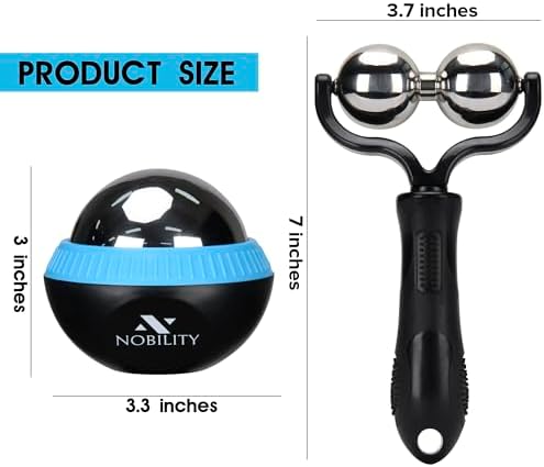 Nobility Massage Ball Roller– Ice Cold and Hot for Deep Tissue and Sore Muscle Relief of Stiffness and Stress, Body, Neck, Back, Foot, Plantar Double Black - Image 3