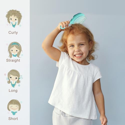 Toddler Hair Brush for Baby, Unicorn Air Cushion Brush - Green - Image 6