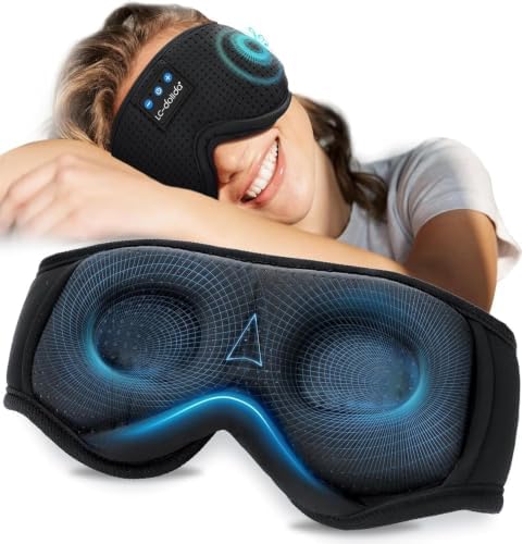 LC-dolida Sleep Mask Bluetooth Headphones Weighted Sleeping Mask 3D Eye Mask Pressure Relief Night Sleep Eye Mask Music Sleeping Headphones for Side Sleepers Meditation Gifts for Men Women by LC-dolida