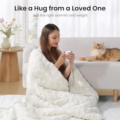 Drewin King Size Weighted Blankets for Adults 15lbs,Cream White,80" x 87" - Image 4
