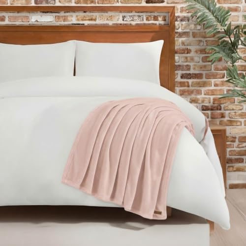 Lucky Brand Solid Plush 50"X70" Throw Blanket, Light Pink - Soft, Cozy, and Timeless Comfort - Image 3