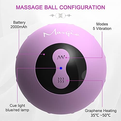 Heating Vibrating Peanut Massage Ball - 5 Intensity Levels & 1 Heat Mode - Foam Roller Double Lacrosse Ball - Deep Tissue Trigger Point Therapy - Handheld, Mobility, Rechargeable (Purple) - Image 6