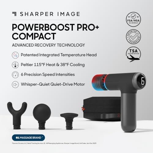 Sharper Image Powerboost Compact Heat & Cold Therapy Percussion Massage Gun - Image 2
