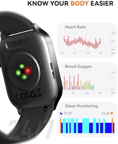 Smart Watches for Women Men, Fitness Tracker Watch with 110 Sports Modes, Step Counter/Sleep Monitor/Pedometer, IP68 Waterproof, Bluetooth Call & Music Control Smartwatch for iPhone/Android,Black - Image 4