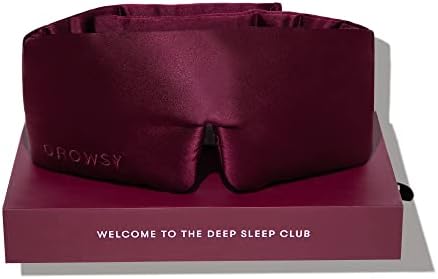 DROWSY Silk Sleep Mask - Face-Hugging, Padded Cocoon for Luxury Sleep in Total Darkness - 100% Pure Mulberry Silk (La Vie En Rouge) by Drowsy