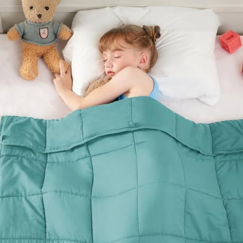 yescool Teal Weighted Blanket 3 Pounds Cooling Weighted Lap Blanket, Small Heavy Blankets, Weighted Throw Blanket Gifts for 20-40lbs, 36"x48" by yescool