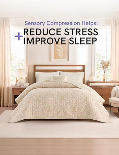 YnM 12lbs Weighted Blanket for Adults, Linen Heavy Bed Throw Blanket with Cooling Glass Beads for All Season Use, Ideal for ~110lbs (60x80 Inches, Queen, Campanula) - Image 2