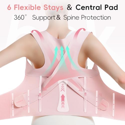 babaka Posture Corrector for Women, Invisible Lightweight Adjustable Back Brace for Upper and Lower Back Pain Relief, Hunchback, Hump, Scoliosis, Thoracic, Spine Corrector Under Clothes (Pink, Large, Waist: 35''-42'') - Image 4