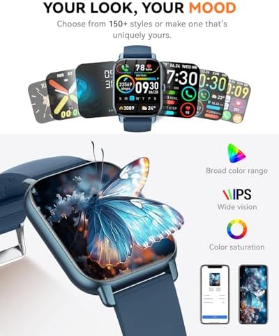 Smart Watches for Men Women, Fitness Tracker with Activity Counter/Sleep Monitor, IP68 Waterproof Smart Watch for Android iPhone iOS Compatible (Midnight Blue, 1.83) - Image 5