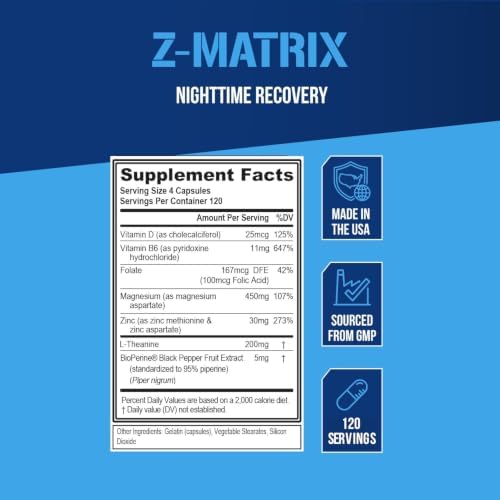 EVL ZMatrix Magnesium & Zinc Muscle Recovery Supplement - 120 Servings - Image 2