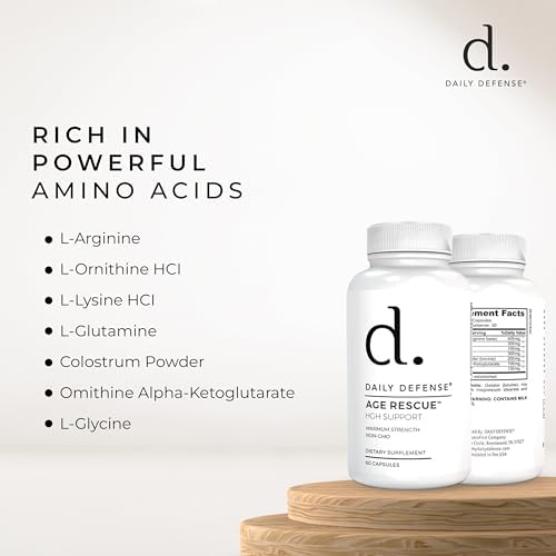 Age Rescue Anti Aging Amino Acids Supplement - HGH Supplements for Men & Women with Colostrum and Amino Acids to Improve Immunity, Energy, Focus & Youthful Skin Tone for Overall Wellness-60 Capsules - Image 4