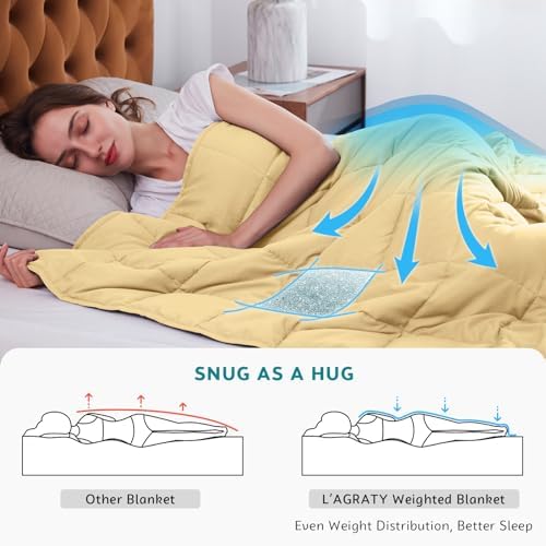 L'AGRATY Weighted Blanket - 60"x80" 15lbs Cooling Breathable Heavy Blanket Microfiber Material with Glass Beads for Adult All-Season Summer Fall Winter Soft Thick Comfort - Image 3