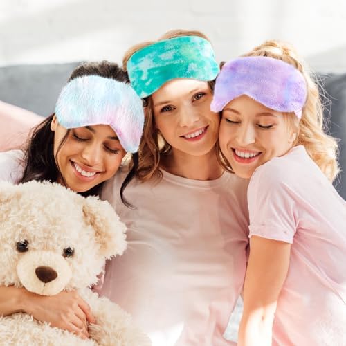 Cuffbow 6 Pack Fuzzy Sleep Masks Plush Eye Mask,Tie Dye,Colorful - Image 6