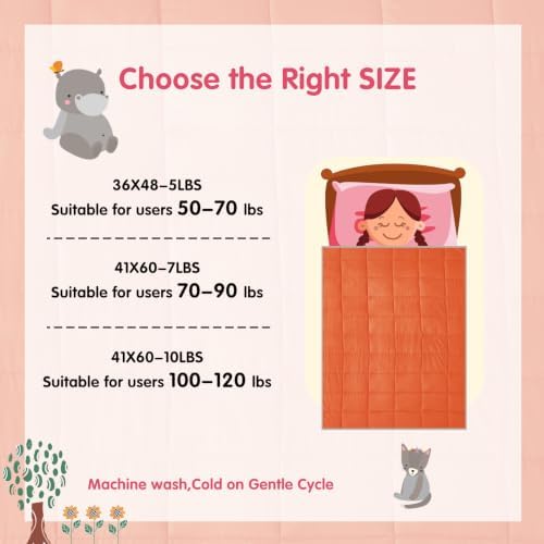 yescool Weighted Blanket (10 lbs, 41" x 60", Orange) Cooling Heavy Blanket, Perfect for 90-110 lbs, Breathable Throw Blanket Gifts with Premium Glass Bead, Machine Washable - Image 6