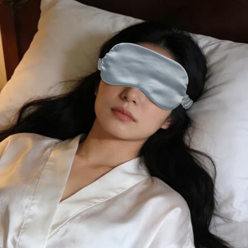 1 Pack Silk Sleep Mask, Soft Silk Eye Blindfold with Elastic Strap for Night Sleeping Travel and Nap, Unisex (Green) - Image 5