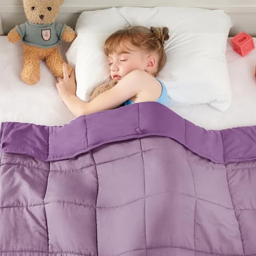 yescool Purple Weighted Blanket 3 Pounds Cooling Weighted Lap Blanket, Heavy Blanket for Sleeping, Weighted Throw Blanket Gifts for 20-40lbs, 36"x48" by yescool