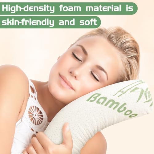Bucherry 1 Pcs Bamboo Memory Foam Neck Roll Pillow 18 x 4 Inches - Image 4