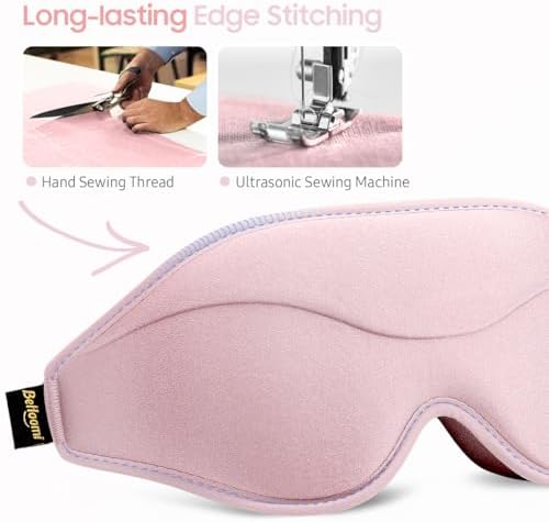 BeHoomi Sleep Mask, Premium Eye Mask for Sleeping, Total Blackout, Super Soft Comfort, Adjustable Fit, Upgraded 3D Ergonomic Designed Sleeping Mask for Home, Office, Travel, Meditation, Yoga, Pink - Image 5